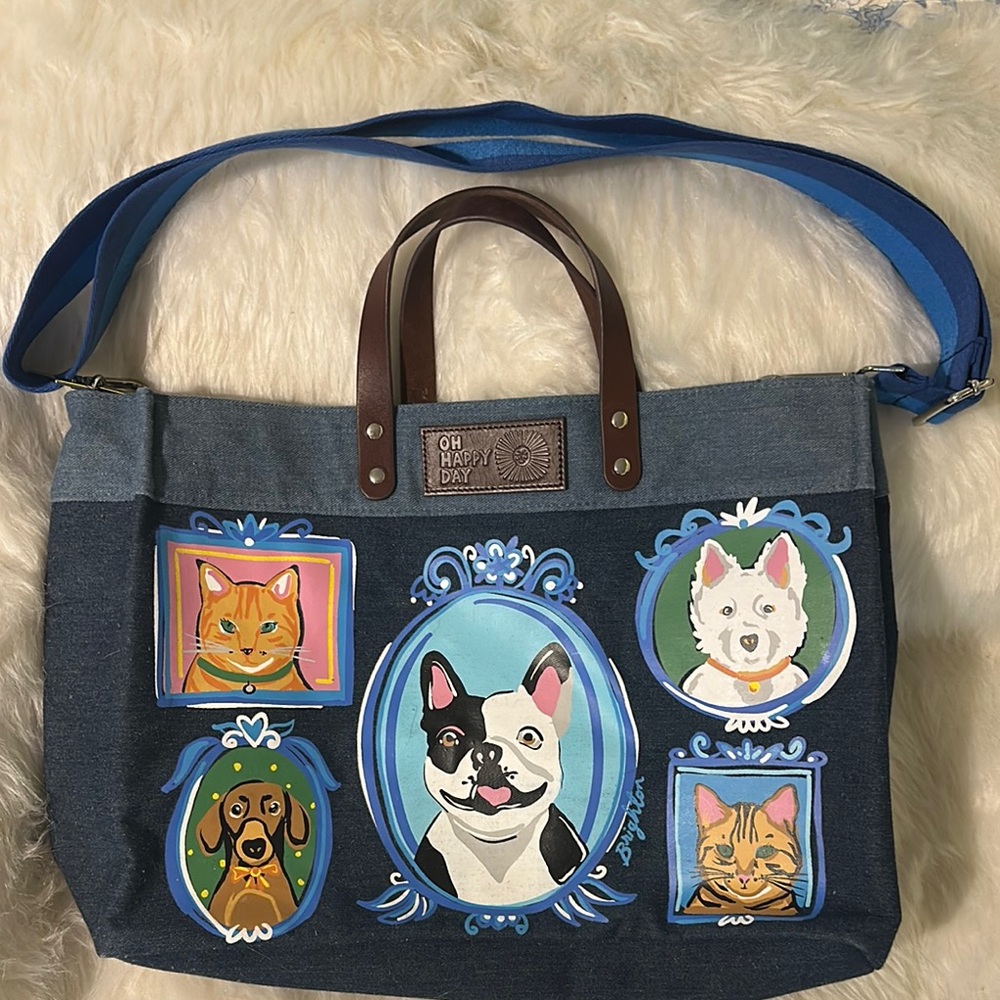 Brighton Colorful Dog and Cat Print Tote Bag